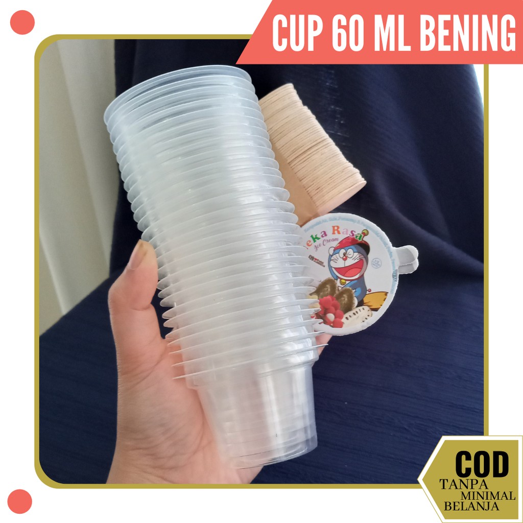 Jual Cup 60 Ml Cup Bening 60 Ml Isi 50 Pcs Cup Es Krim Cup Plastik Cup Tutup Dan 1800