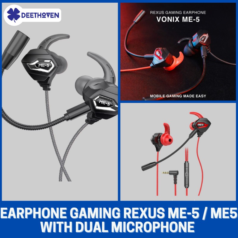 Earphone Gaming Rexus ME 5 ME5 with Dual Microphone