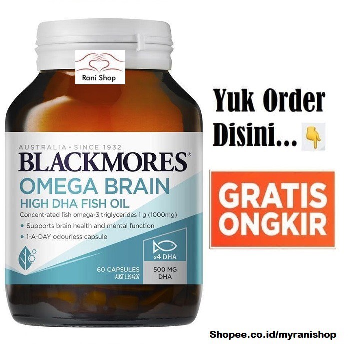 Jual Blackmores Omega Brain High DHA Fish Oil Omega3 Isi 60 Vitamin