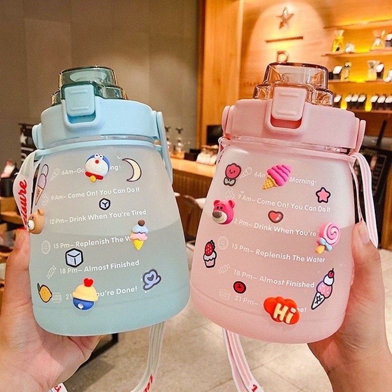Jual Botol Minum Time Motivasi Gradasi 1300 ml Sticker 2D+3D Gemoy (1,3 ...