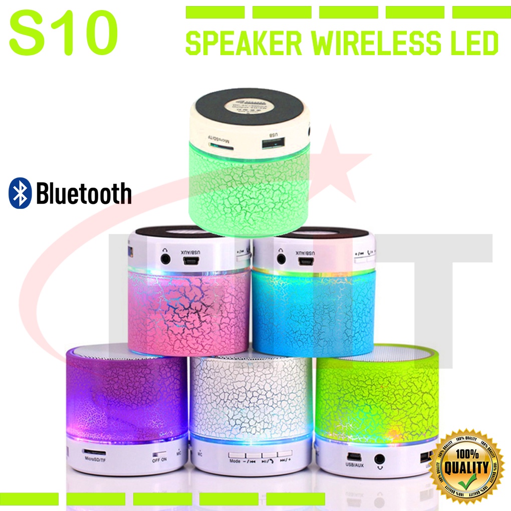 Jual Speaker Bluetooth Model Retak Portable Speker LED S10 Lampu Disco ...