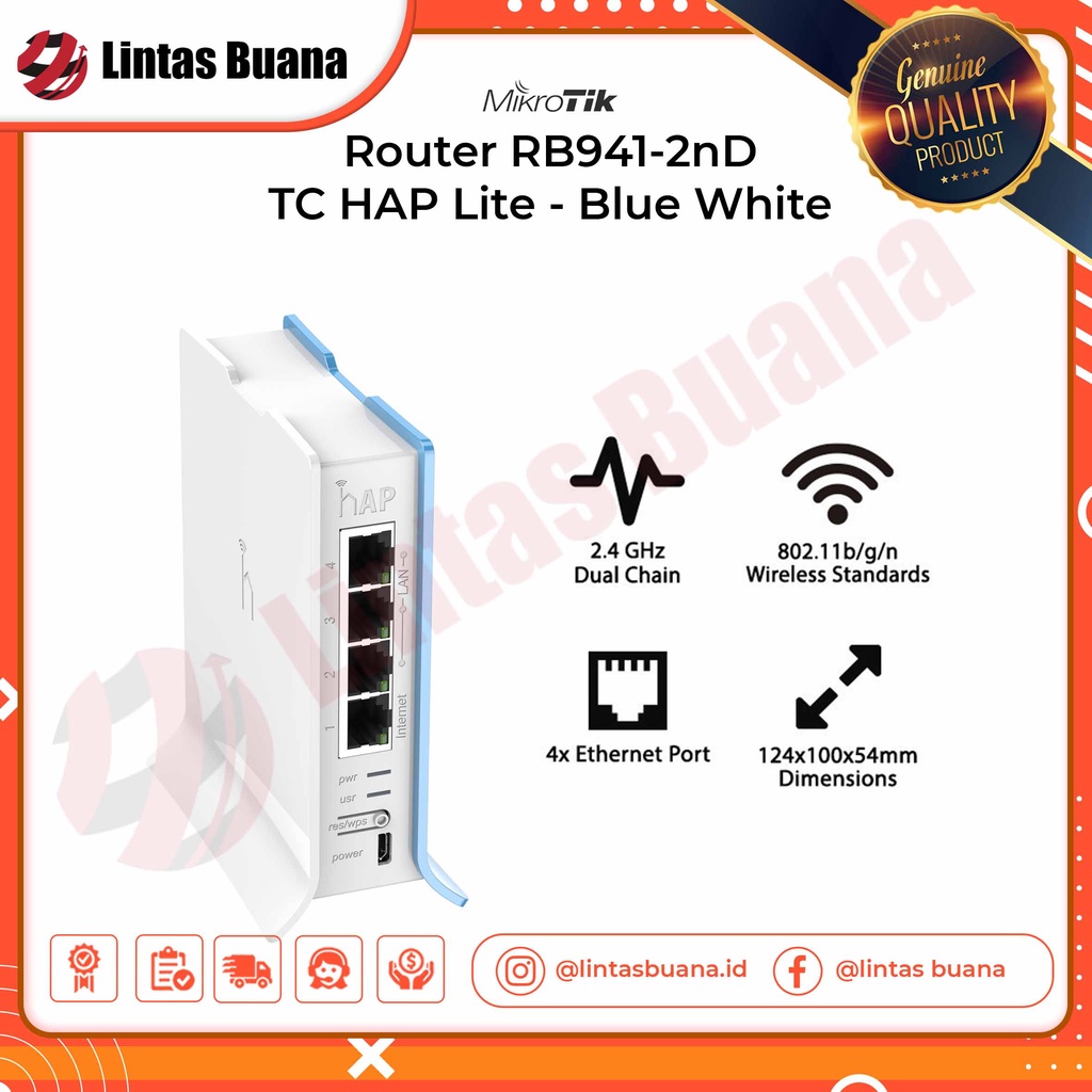 Jual Mikrotik RB941 Router RB941-2nD-TC HAP Lite - Blue White | Shopee ...