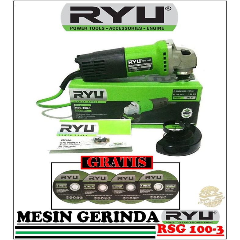 Jual Mesin Gerinda Tangan RYU TEKIRO Angle Grinder Ryu RSG 100-3 ...