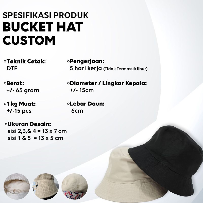 Jual Bucket Hat Custom/Topi/Bebas Request Design/DTF | Shopee Indonesia