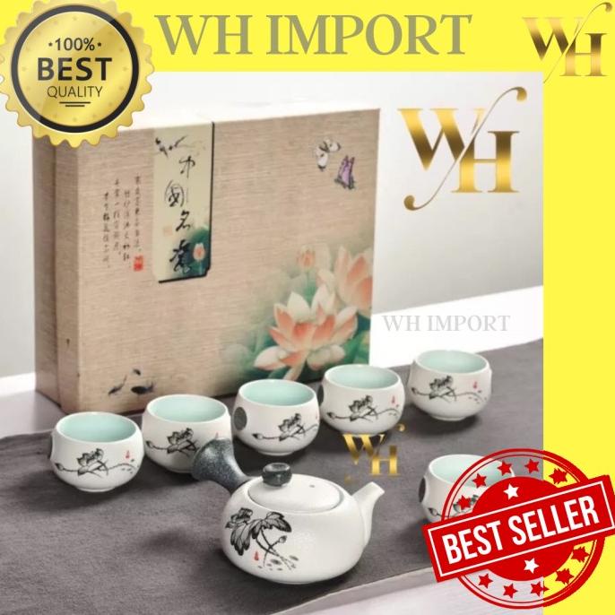 Jual PRODUK TERBATAS Chinese Tea Set 6 gelas + Teko Kramik dan Gift Box ...