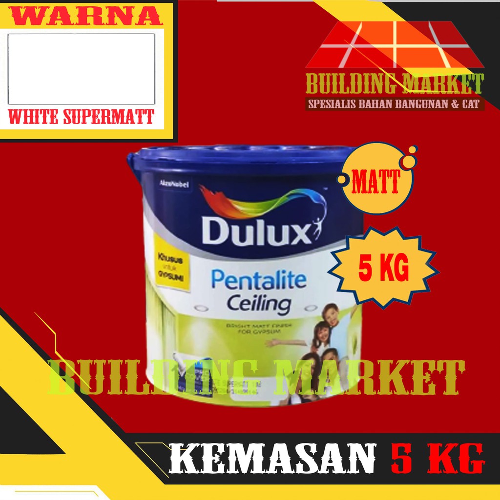 Jual Cat Plafon Cat Gypsum Cat Dulux Pentalite Ceiling Matt White 5 Kg Shopee Indonesia 5403