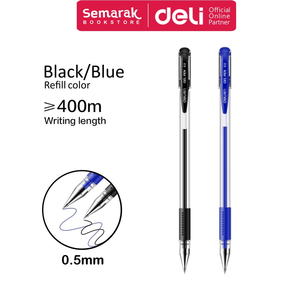 Jual Deli 6600 Gel Ink Pen Pulpen Jel 0.5 - Black / Blue [1 Pc ...