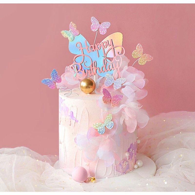 Knana 31-Piece Silver Crown & Butterfly Cake Topper Set - For Birthday, Wedding, Baby Shower Decorations
