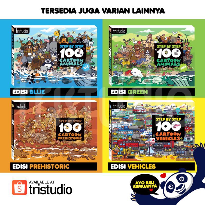 Jual Buku Panduan Cara Menggambar STEP BY STEP 100 CARTOON | Shopee