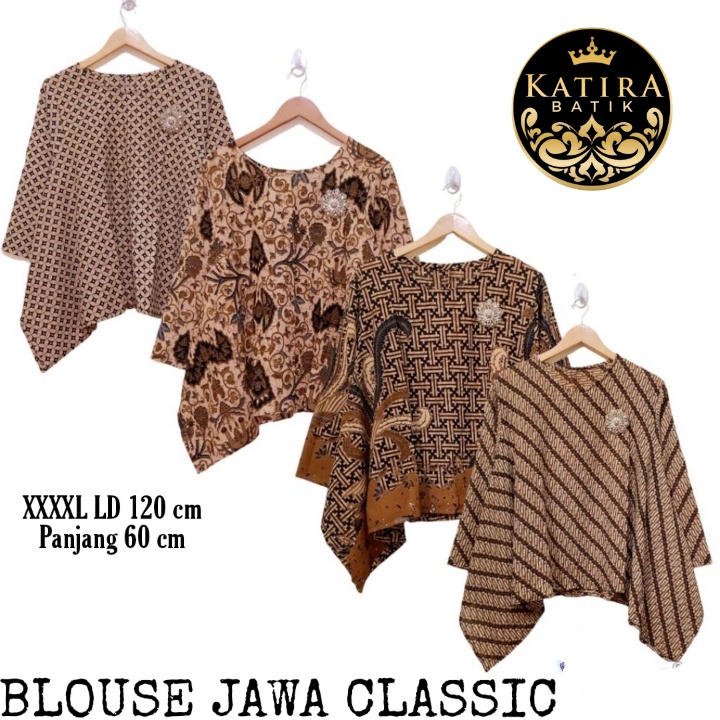 Jual BLOUSE SUPER JUMBO LD 120 5L BLUS CLASSIC JAWA BLUS BATIK HANDMADE ...