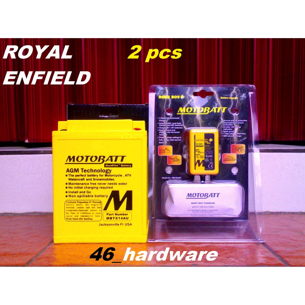 Jual AKI MOTOBATT QUADFLEX MBTX14AU ROYAL ENFIELD 12V 16.5Ah & BABY BOY