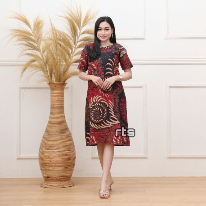 Jual NEW ARRIVAL DRESS BATIK WANITA LENGAN PENDEK Shopee Indonesia