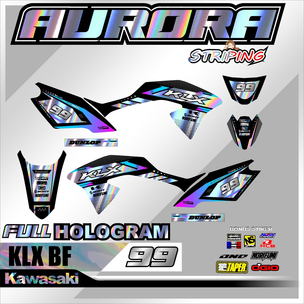 Jual COD Sticker HOLOGRAM Striping Stiker Lis Variasi KLX 150 G/BF/SE ...