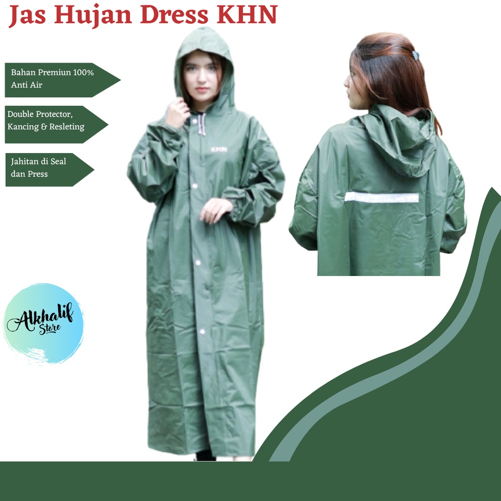 Jual Jas Hujan Dress KHN Original Tebal Elastis Kuat Anti Rembes/Jas