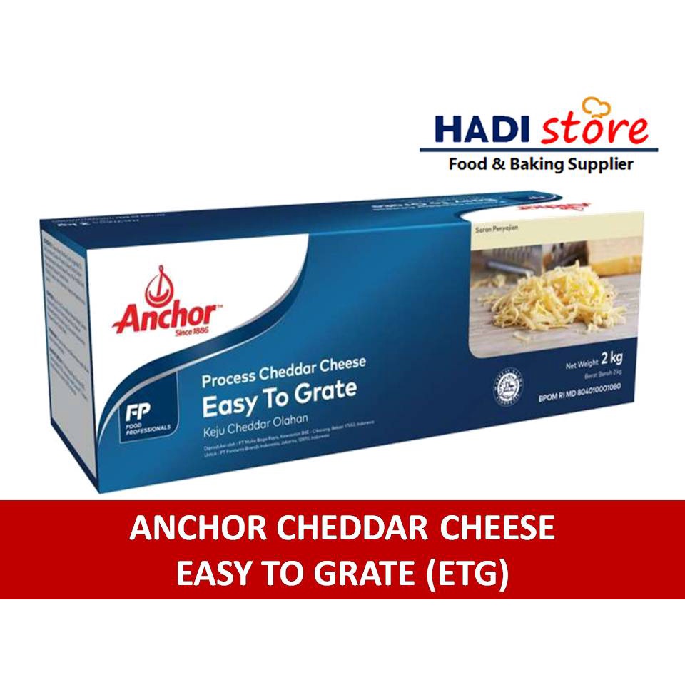 Jual ANCHOR CHEDDAR CHEESE / ETG / EASY TO GRATE 2 KG | Shopee Indonesia