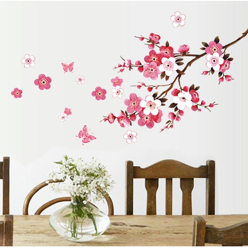Jual RELIZA WALL STICKER BUNGA SAKURA FLOWERS MERAH RED BLOOSOME AY9053 ...