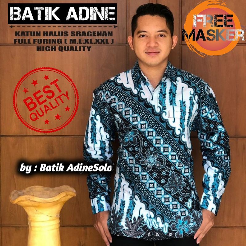 Jual Baju Kemeja Batik Pria Lengan Panjang Premium Lapis Furing Adine ...