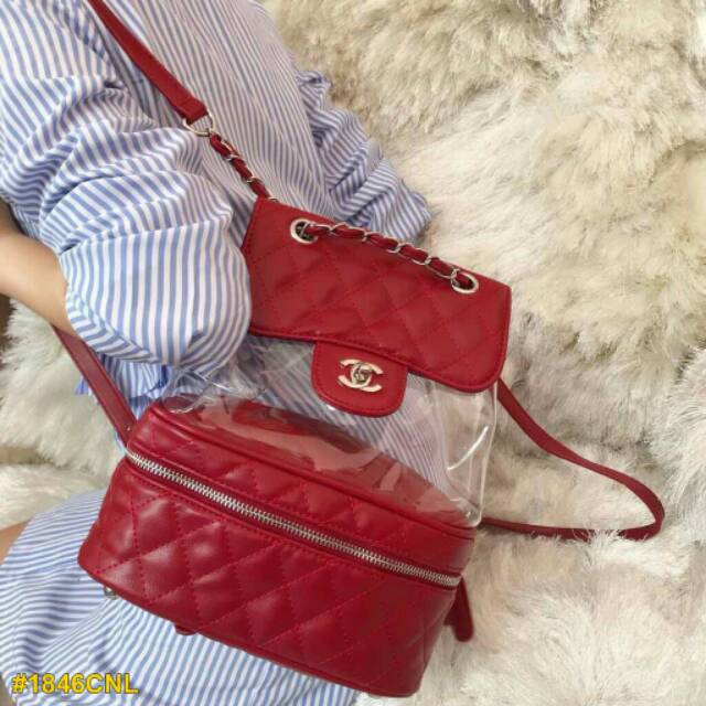 Chanel transparent vanity outlet flap backpack