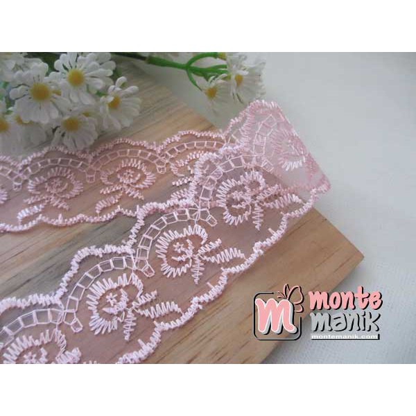 Jual Renda Kaca Bunga Baby Pink (ORG-013) | Shopee Indonesia