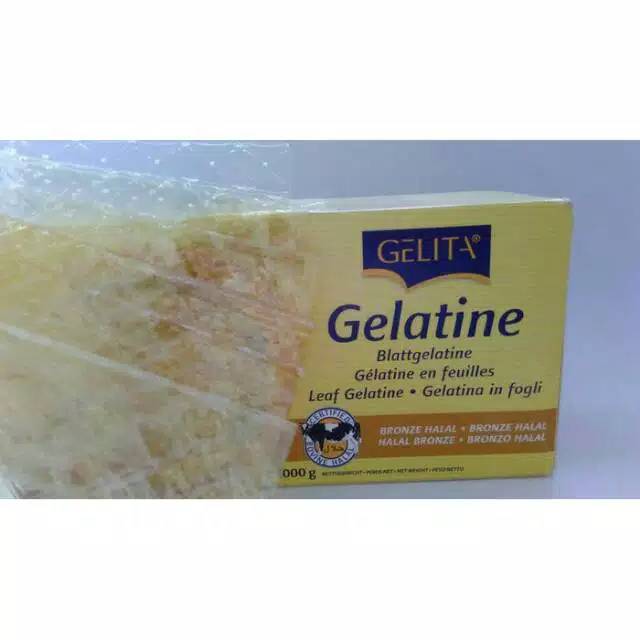 Jual gelatin lembar gelita 1kg gelatine leaves sheet gelita halal mui