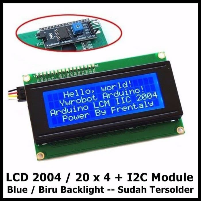 Jual LCD 2004 Plus I2C Module Blue Biru Backlight 20x4 Display ...