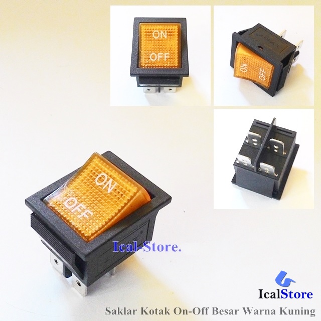 Jual Saklar Switch Kotak On Off Besar 4 Pin Kaki Lampu Kuning Orange ...
