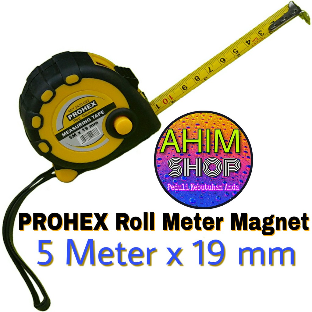 Jual PROHEX 5Mx19mm Roll Meteran Magnet 5 Meter Hitam–Kuning Measuring ...