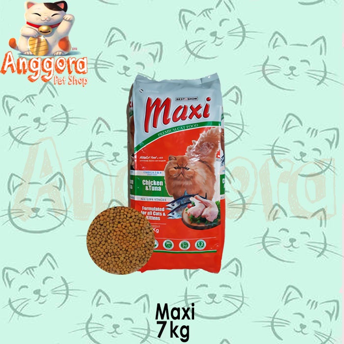 Jual Makanan Kucing Kering Premium MAXI 7kg Rasa Chicken Tuna Khusus Grab Gosend Shopee