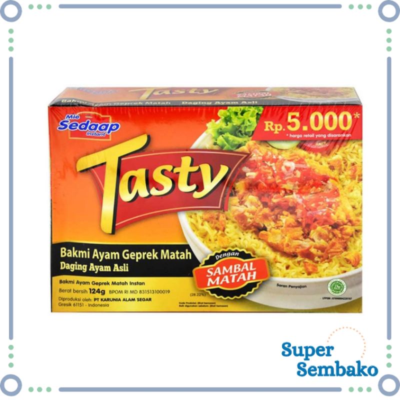 Jual Mie Instan Sedaap Tasty Bakmi Ayam Geprek Pedas Sambal Matah Asli