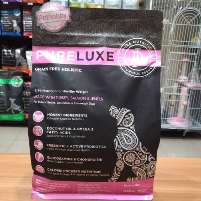 Jual Dog Food Pureluxe Grain Free and Holistik For Indoor Senior,Less