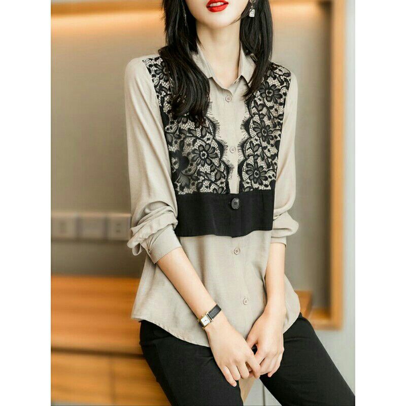 Jual 5670 Baju atasan blouse kerja lengan panjang wanita import baju