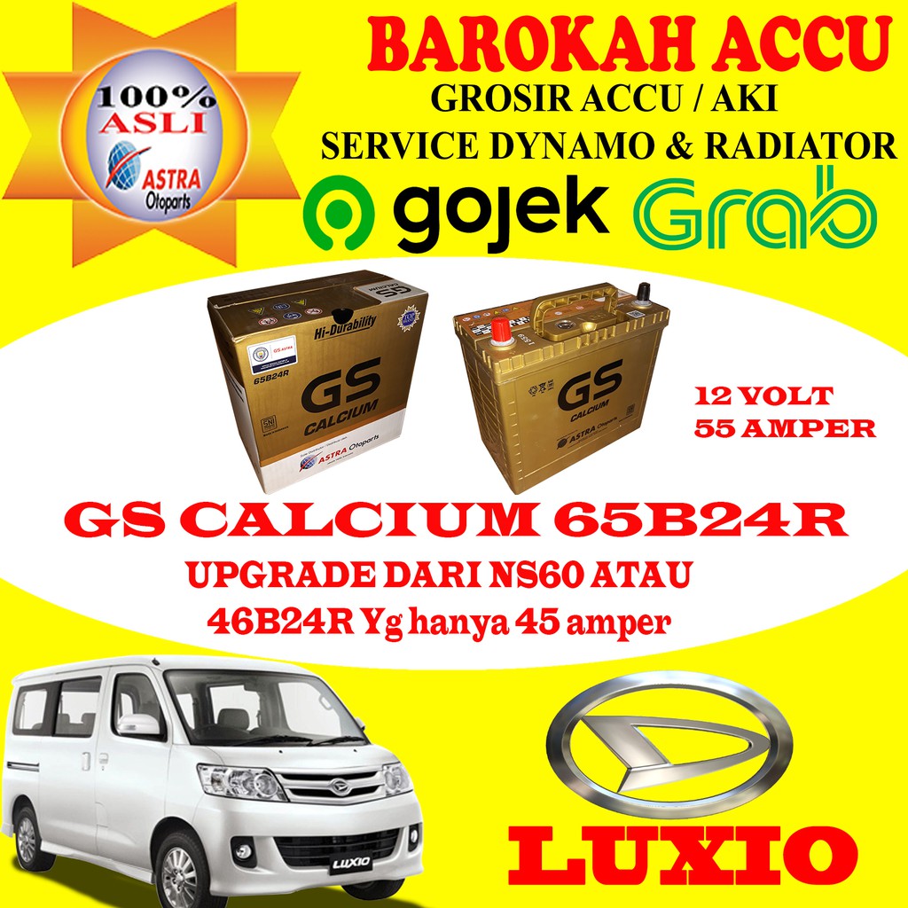 Jual AKI GS ASTRA MOBIL DAIHATSU LUXIO GS CALCIUM 65B24R , 55 AH