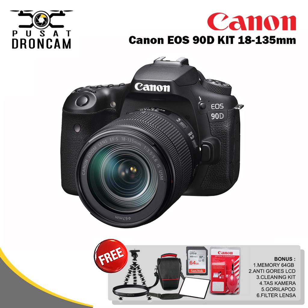Jual Canon EOS 90D Kit 18-135mm IS STM Camera DSLR - Garansi | Shopee ...