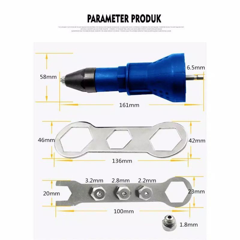 Jual Adaptor Bor Rivet Tang Rivet Ripet Sambung Konverter Bor Rivet Gun ...