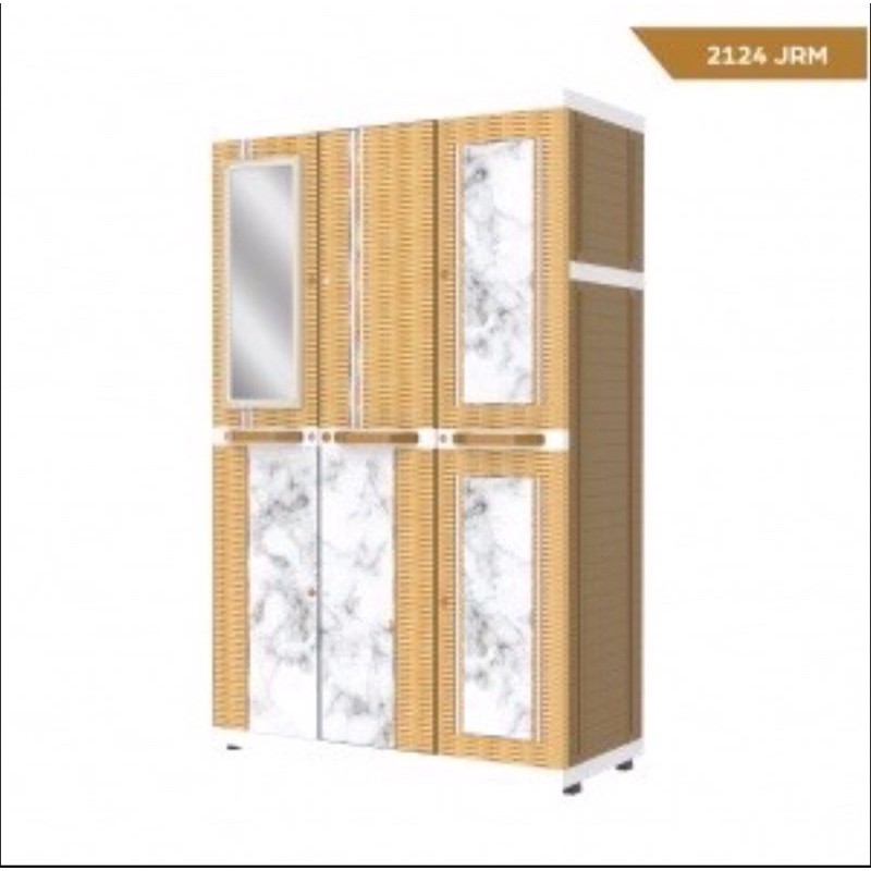 Jual Lemari Pakaian Plastik Gantung Kaca 3 Pintu Naiba 2124 Lemari