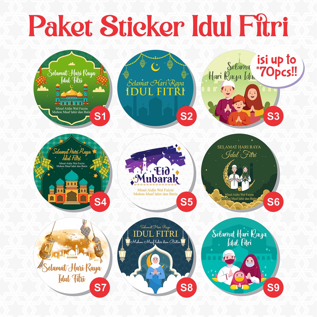 Jual Paket Sticker Lebaran bahan Chromo/ Stiker Idul Fitri / Label ...