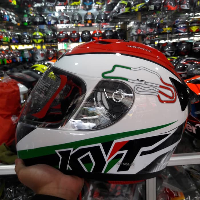 Jual Helm KYT RC Seven Italy White Red Circuit Rc7 Rc 7 Sirquit ...