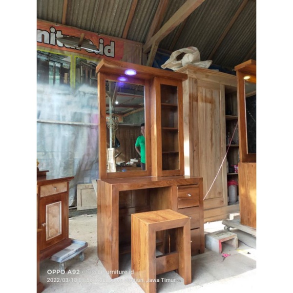Jual meja rias kayu jati minimalis lampu / tolet kayu jati / tempat