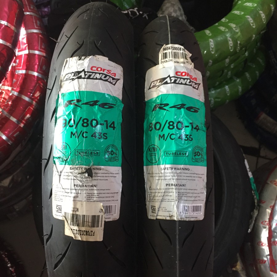 Jual PAKET BAN MOTOR CORSA R46 80/80-14 & 90/80-14 FREE PENTIL | Shopee ...