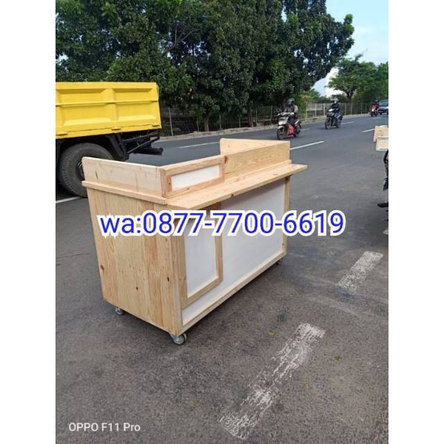 Jual booth kayu jati belanda / gerobak kayu / lemari kayu jati belanda
