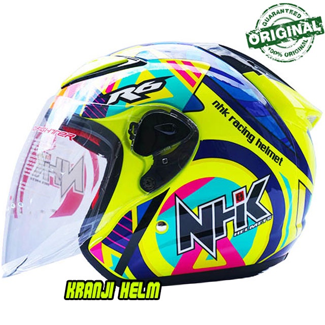 Jual Helm NHK R6 Pigment Yellow Fluorecent Original Half Face SNI ...