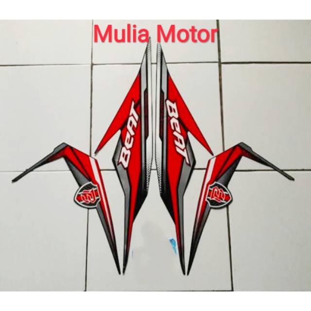 Jual Stiker Striping Lisbody Honda Beat Eco Esp Hitam Merah