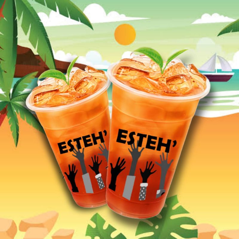 Jual Gelas Es Teh sudah disablon isi 50pc | Shopee Indonesia