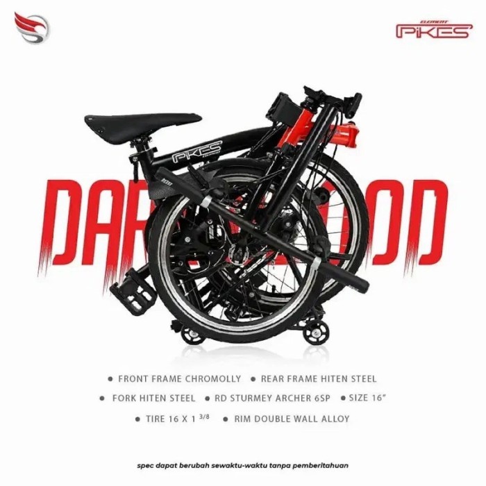 Jual sepeda lipat element pikes gen 2 darkblood dark blood 16 inch ...