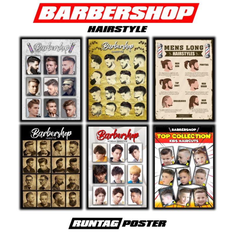 Jual poster model rambut barbershop custom mix (minimal 5 pcs) | Shopee ...