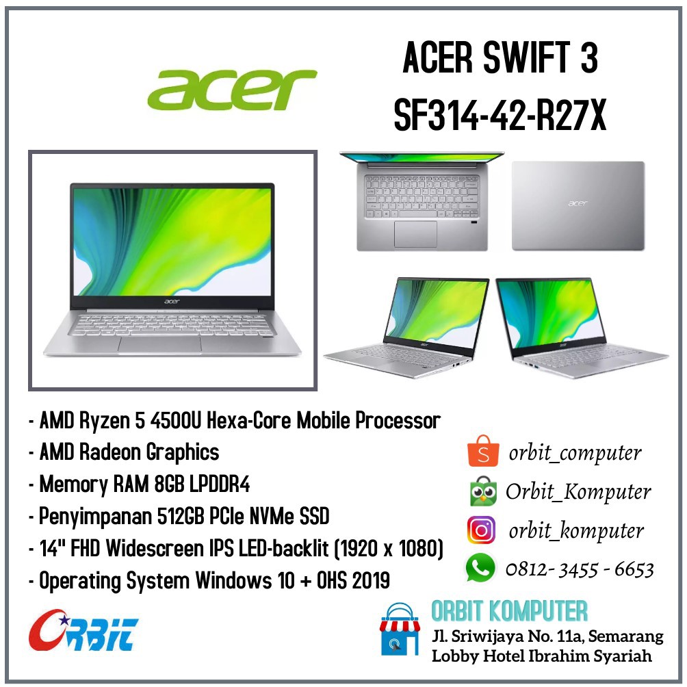 Jual Acer Swift 3 Sf314 42 R27x Amd Ryzen 5 4500u Ram 8gb Ssd 512gb Ohs