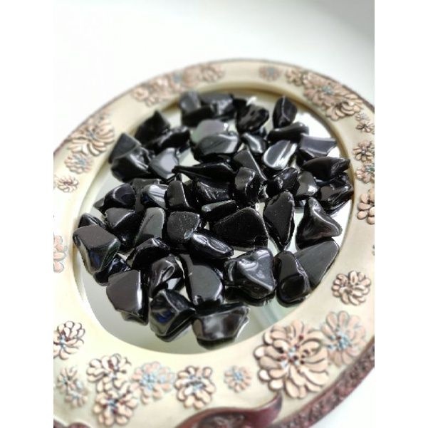 Jual 50gr BLACK OBSIDIAN TUMBLED STONE / BLACK OBSIDIAN BIG CHIPS ...