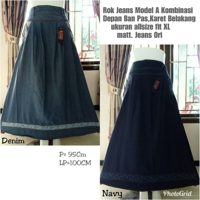Jual Rok jeans model A Kombinasi ukuran standar fit to XL | Shopee ...
