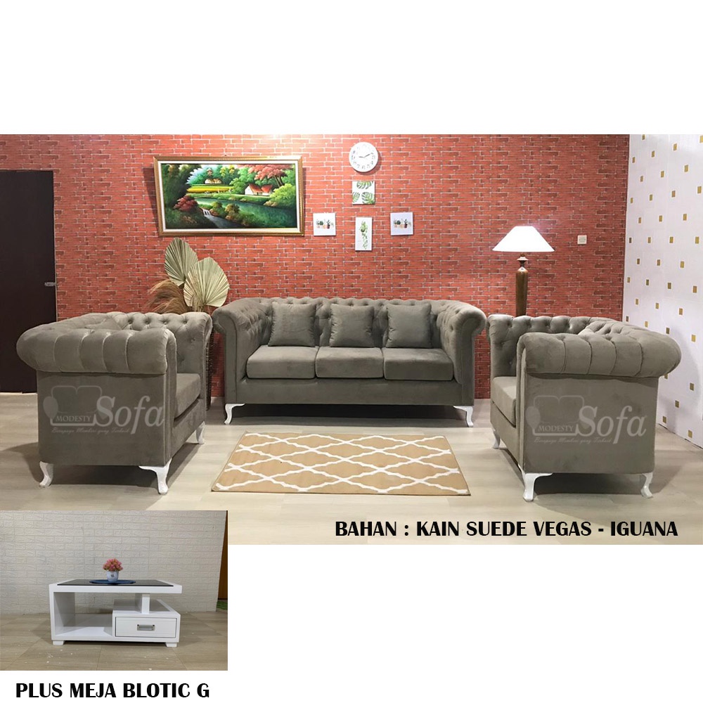 Jual Sofa Ruang Tamu Modesty 311 Seater Chesterfield Standart + Meja ...