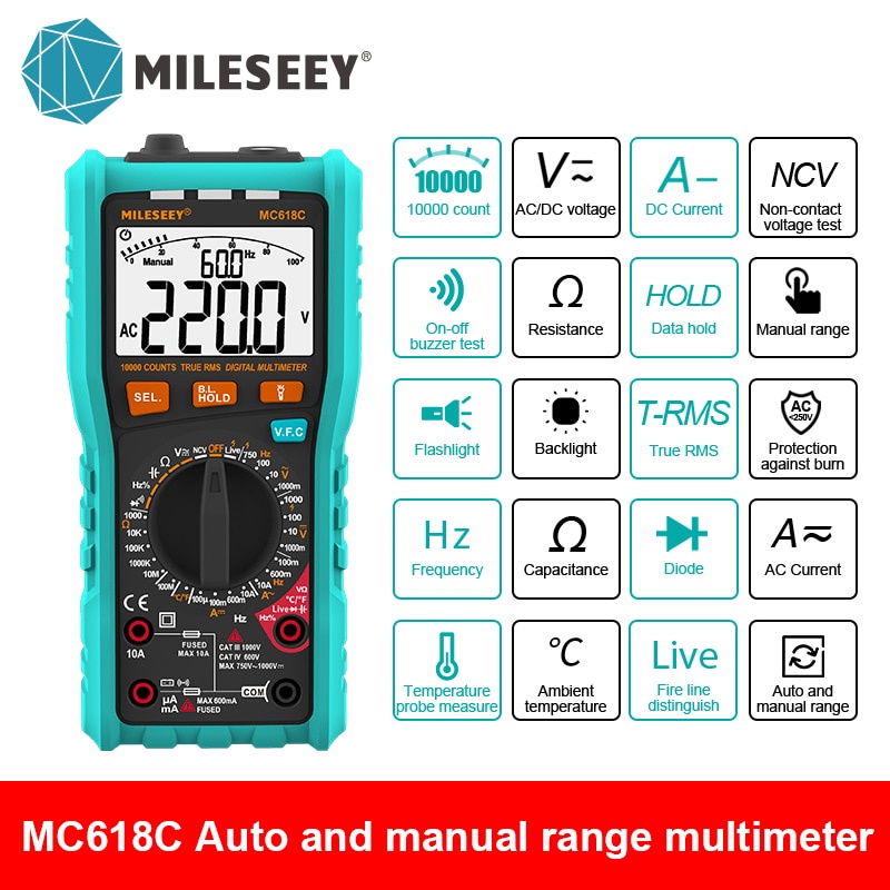 Jual Preorder Mileseey Ncv Multimeter Digital 10000 Hitungan Pengukur ...